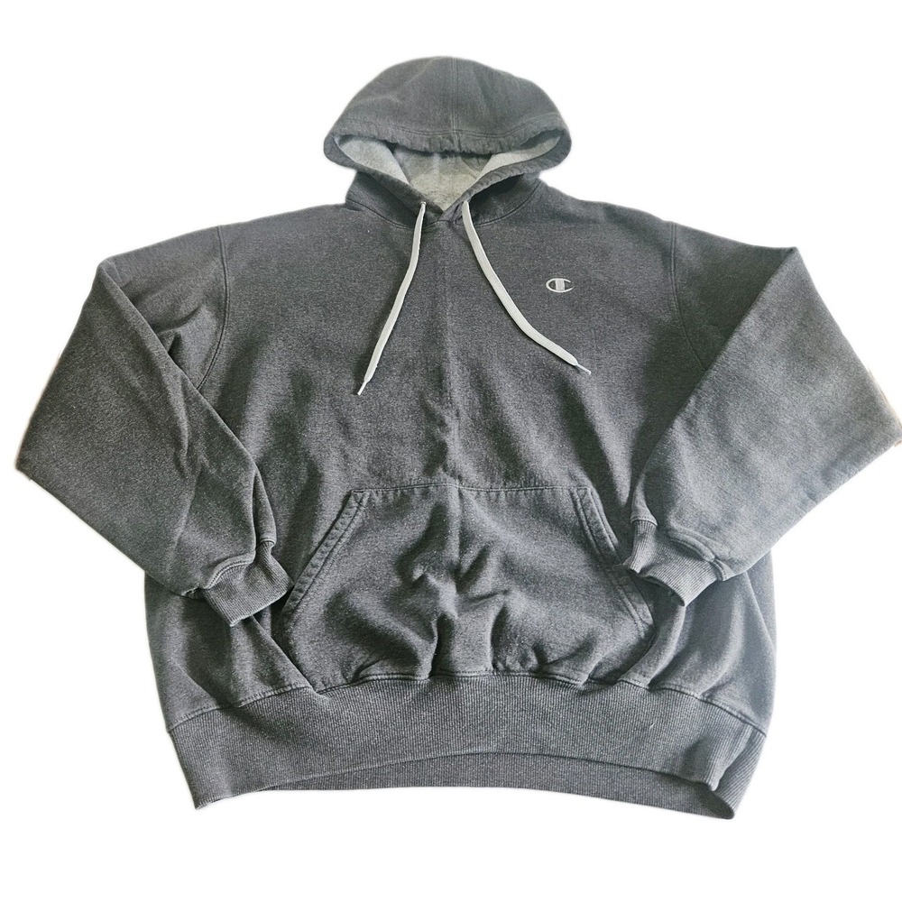 Vintage Champion ECO Athletic Mens's Size XL Gray Pullover Hoodie Drawstring